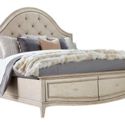 Starlite bed with upholstered headboard and storage in footboard product.