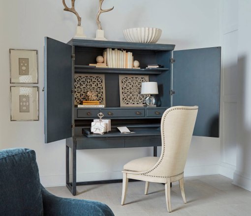 Alcove Secretary with open doors lifestyle.