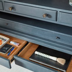 Alcove Secretary showing drawers, closeup open.