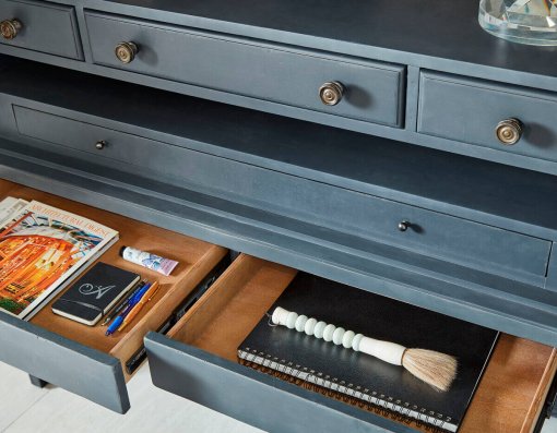 Alcove Secretary showing drawers, closeup open.