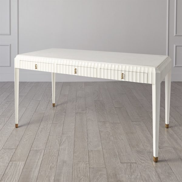 Ivory Fluted desk angle view