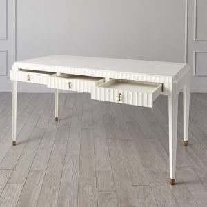 Ivory Fluted desk with 3 drawers open