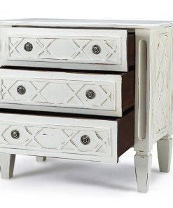 Cottage Check side chest 3 drawers open