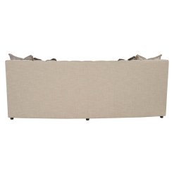 This upholstered sofa back shown in woven sand color fabric.
