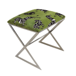X-stool green zebra upholstery angle view