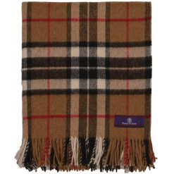 Tartan camel grey throw folded