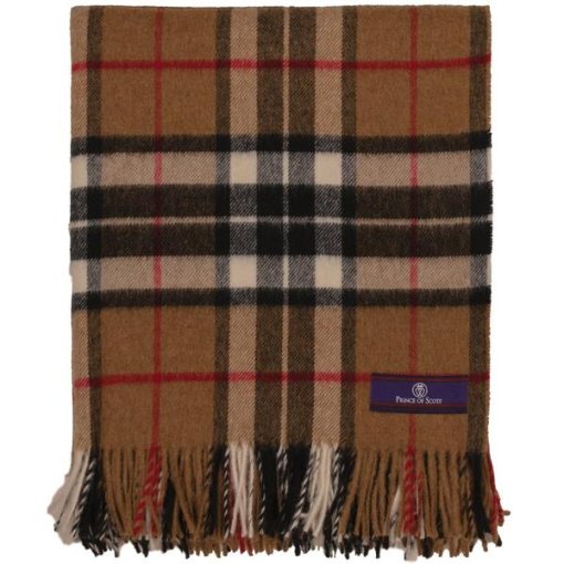 Tartan camel grey throw folded