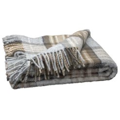 Tartan tweed winter fringe closeup
