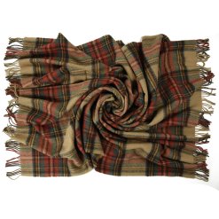 Tartan Tweed New Wool Blanket Antiqued Camel color flat view