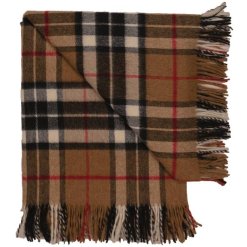 Tartan camel grey throw angle view