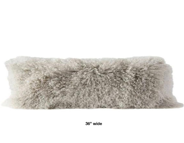 Fog Mongolian Fur pillow extra wide oblong