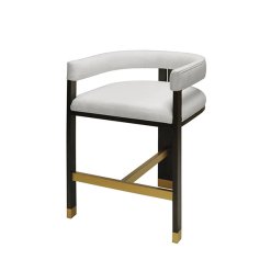 Luxe White Linen Counter Chair angle view