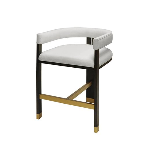Luxe White Linen Counter Chair angle view