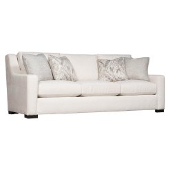 Germaine sofa in off-white color, features 3 seat and back cushions.