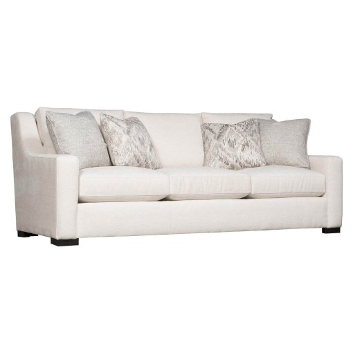 Germaine sofa in off-white color, features 3 seat and back cushions.