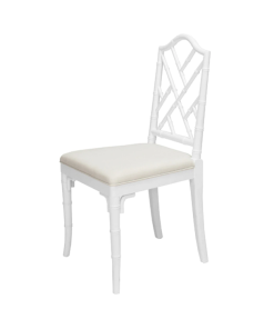 White Chippendale chair angle view