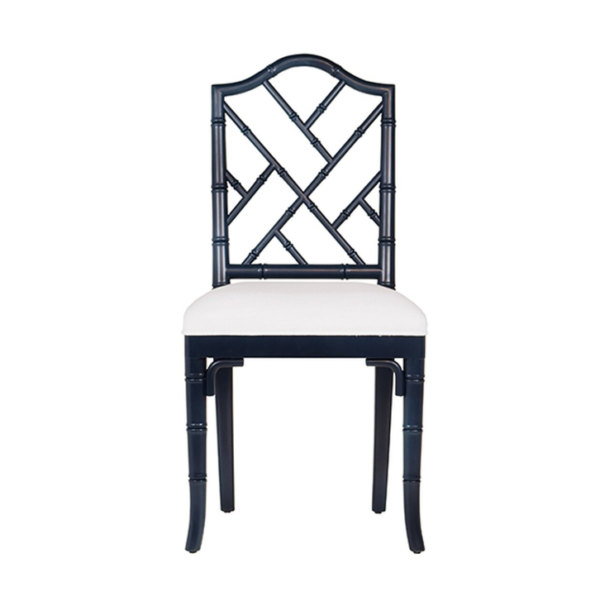 Navy Chippendale side chair front view