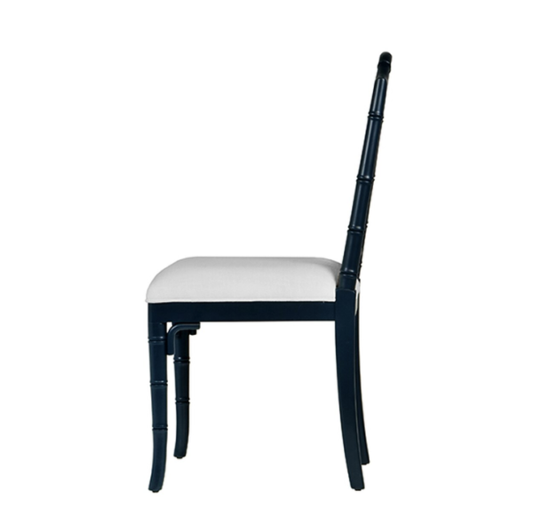 Navy Chippendale side chair side view