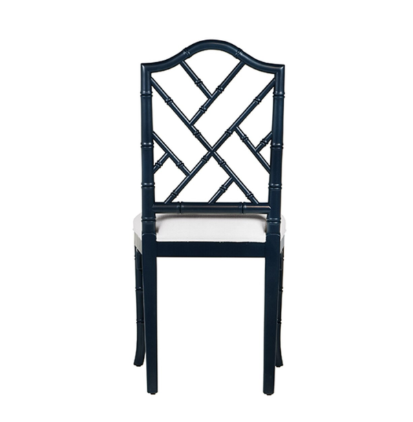 Navy Chippendale side chair backside