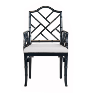Chippendale Arm chair Navy lacquer front view