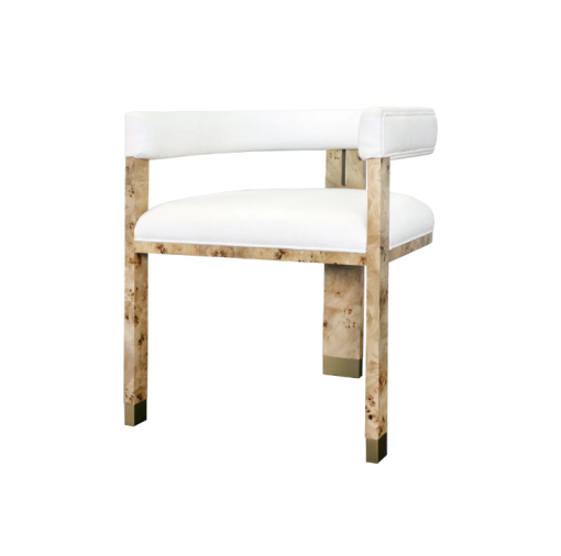 Light Burl wood chair angle view