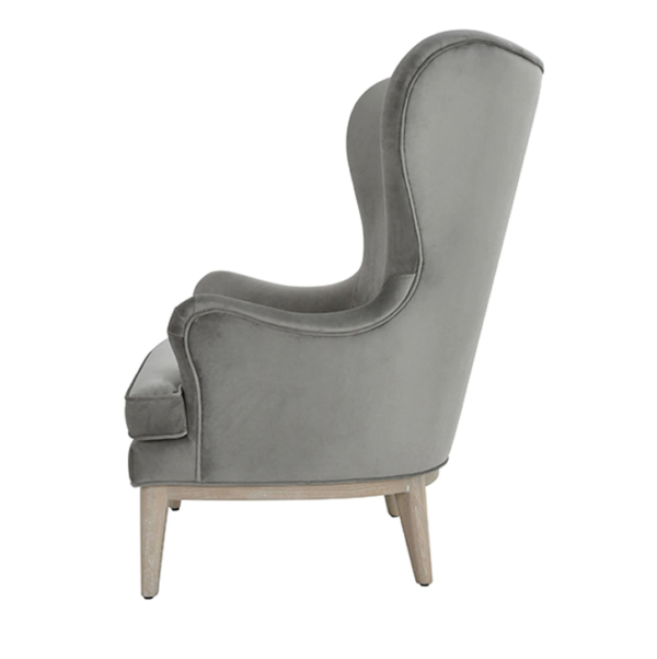 Frisco Grey wing chair side view