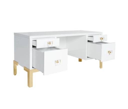 Cosby desk with 4 drawers opened.
