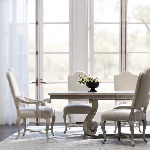 Mirabelle table and chair, side view.