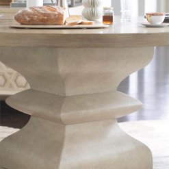 Santa Barbara round dining table closeup side view.