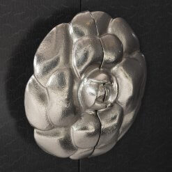 Silhouette cabinet medallion pull closeup