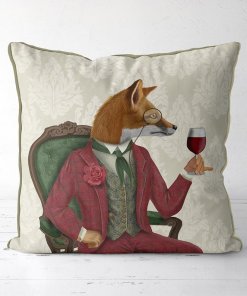 Fox Wine Taster pillow front view