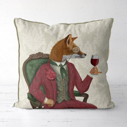 Fox Wine Taster pillow front view