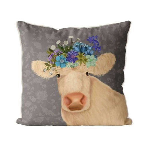 Bohemian Cow pillow front view
