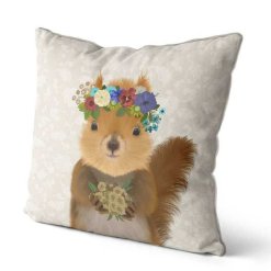 Bohemian Squirrel pillow side view