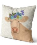 Bohemian Curly Cow pillow side view