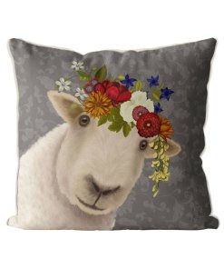 Bohemian Sheep pillow in grey front view