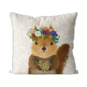 Bohemian Squirrel pillow front view