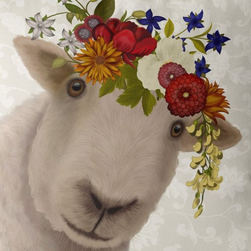 Bohemian sheep pillow close up view