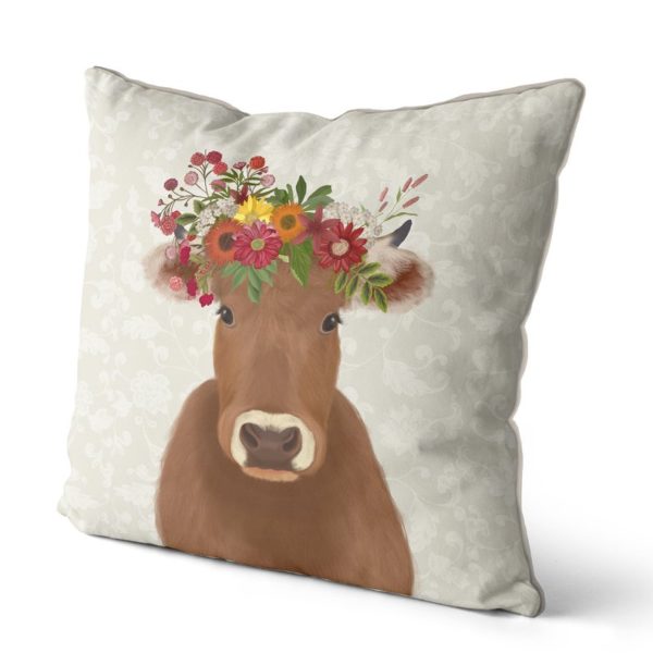 Farmhouse Cow with cream background side view