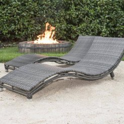 Graphite curved chaise lounge sand