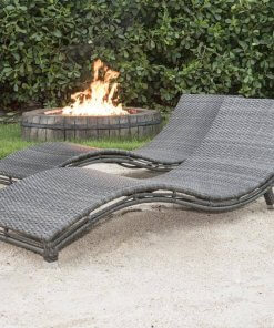 Graphite curved chaise lounge sand