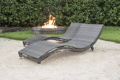 Graphite curved chaise lounge sand