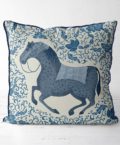 Chin Blue Horse on cream fabric