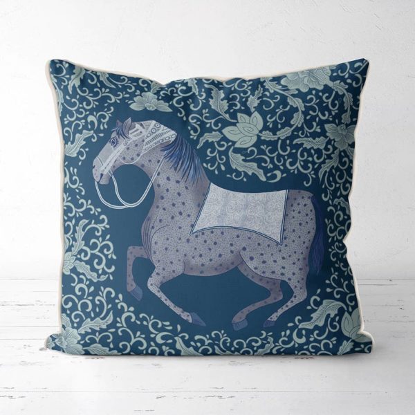 Chinoiserie Blue horse on blue