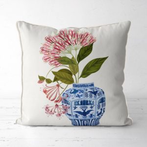 Pillow with Chinchona Vase w red flower design.