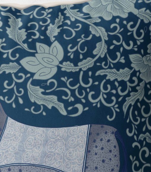 Chinoiserie blue horse on blue closeup