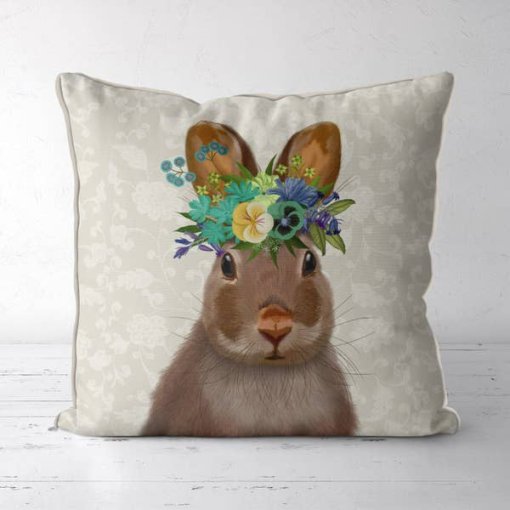 Farmhouse rabbit on cream background.