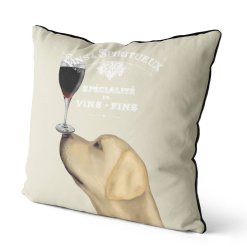 Yellow lab au vin pillow side