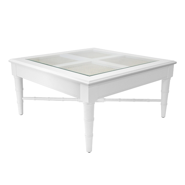 Noreen coffee table in white, angled view.