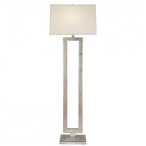 Rectangular Burnished Silver Leaf Floor Lamp